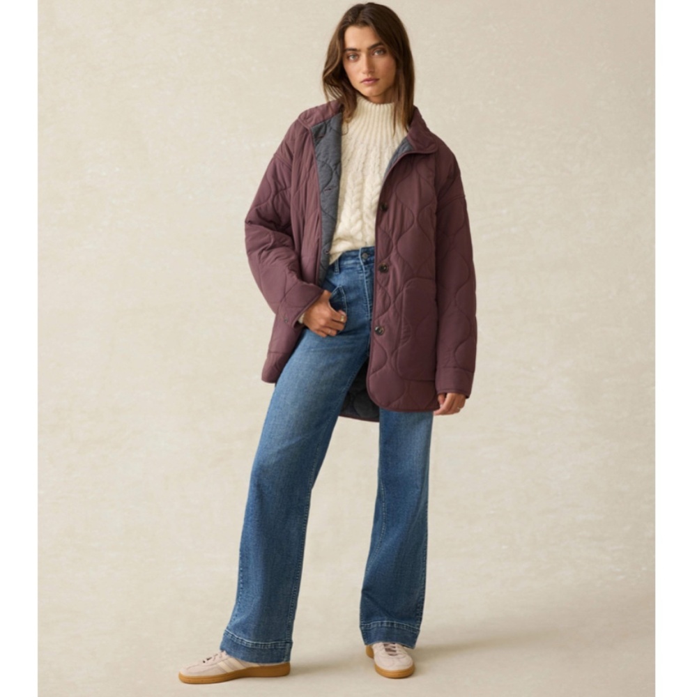 Faherty Horizon Series Quilted Jacket Outdoor Medium Huckleberry Burgundy NWT